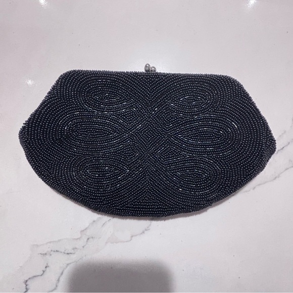 ARTEL MFG MONTREAL Elegant Black Beaded All Over Evening Mine Bag Clutch Chain - Picture 9 of 9